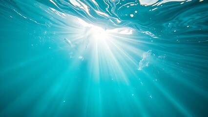 Abstract underwater scene with fragmented light beams in turquoise water, evoking a sense of fluid motion.