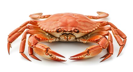 Perfectly Cooked Crab Displayed on White Background, Ready for Culinary Use
