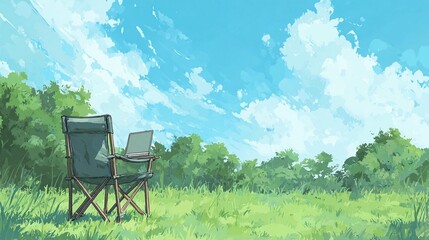 Laptop in nature scene