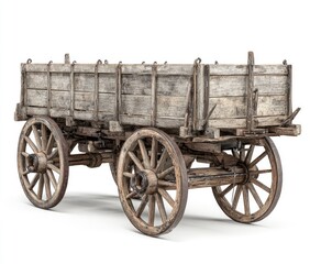 Fototapeta premium Aged wooden farm wagon, rear view