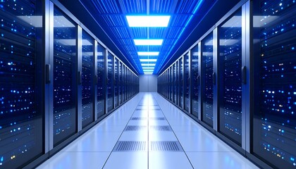 Fototapeta premium Server room interior, futuristic