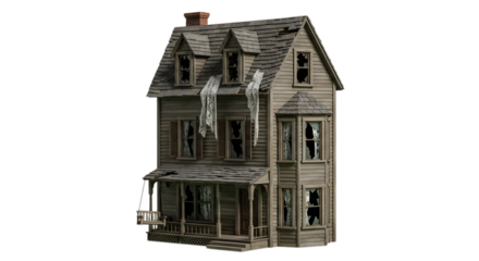 Explore the eerie charm of this dilapidated Victorian mansion, perfect for spooky storytelling and chilling horror themes.