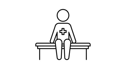 Illustration of a patient sitting on a medical examination table isolated on white background