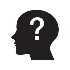 flat icon vector of human head with question mark