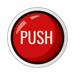 Red vector Button with text Push. Vector illustration of simple Red start Button isolated transparent background. Perfect for technology start project course business layout. EPS 10