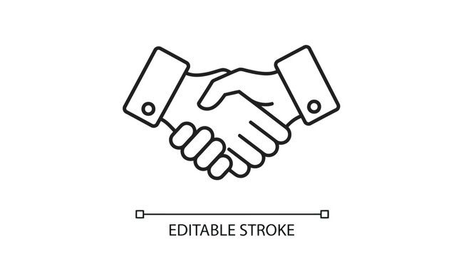 Handshake icon isolated on white background, symbolizing agreement and partnership