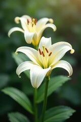 Creamy white lilies, soft focus, subtle lighting, event, photography