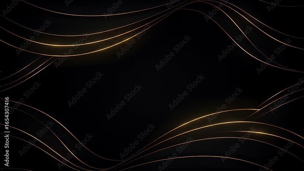 Poster elegant golden waves flowing on a dark background, creating a dynamic and luxurious abstract design