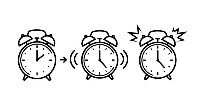 Illustration of an alarm clock ringing to wake someone up isolated on white background