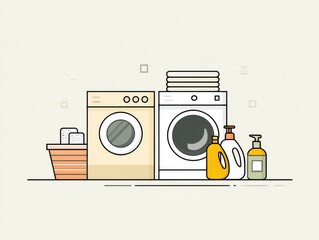 Laundry Products Minimal Illustration Clean Lines