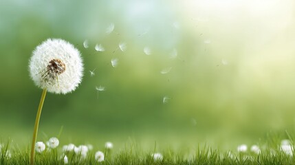Dandelion Seed Dispersal in Nature, Symbolizing Journey, Graduation, and the Concept of New Beginnings.