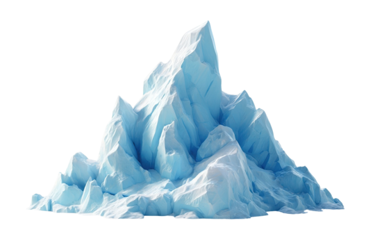 Iceberg, a stylized, light-blue, mountainous shape