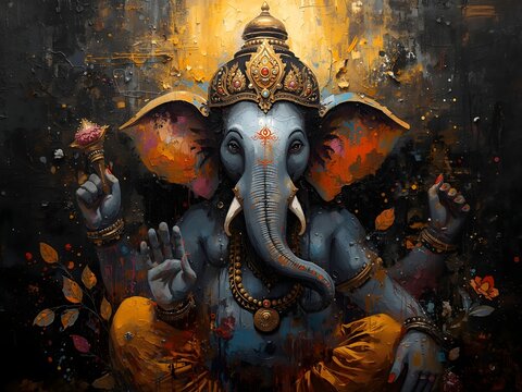 Naklejki old abstract texture art of lord ganesha