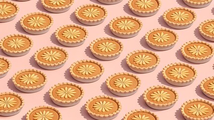 Delightful Miniature Tarts A Pattern of Sweet Treats on a Pink Backdrop