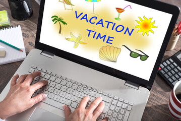 Vacation time concept on a laptop screen