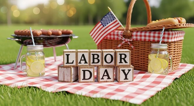 Labor Day Celebration Picnic Honoring Workers Teamwork and Occupations - Powered by Adobe