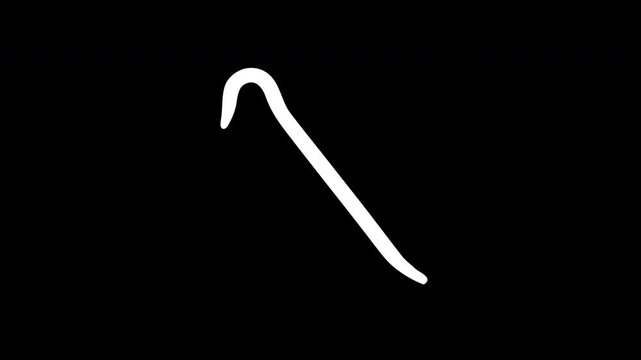 Crowbar materializing and dematerializing with light streaks on black background