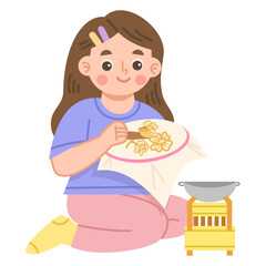 Illustration of a Woman Making Batik