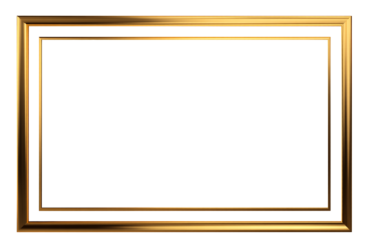 Golden frame isolated on transparent background, perfect for showcasing your cherished memories or artwork with a touch of elegance and sophistication