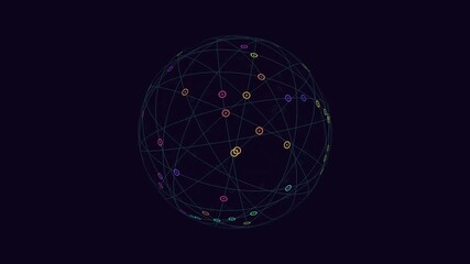 A network diagram showing interconnected circles representing nodes connected by lines to depict relationships. This visual aids in understanding the connectivity and relationships