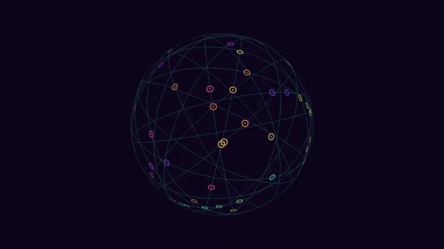 A network diagram showing interconnected circles representing nodes connected by lines to depict relationships. This visual aids in understanding the connectivity and relationships