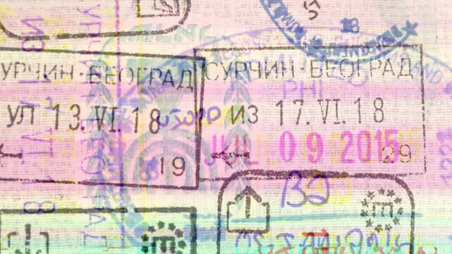 collection of passport stamps and visas 