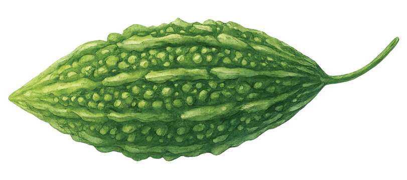 Bitter Melon with Dewdrops Watercolor PNG