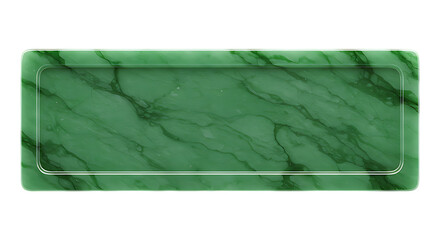 Elegant jade stone carved nameplate with polished green translucent surface isolated on transparent background for Asian traditional decoration.