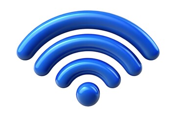 Blue wifi symbol isolated on white background representing wireless internet connection and network access in a modern and technological way
