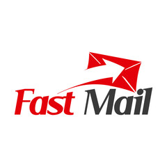 Dynamic Fast Mail Delivery Logo Design with Arrow Icon for Quick Communication Services