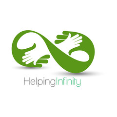 Helping Infinity Logo Green Hands Embrace Endless Support