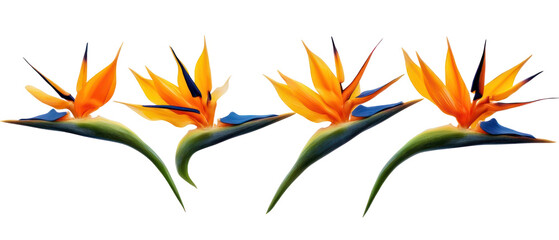 Obraz premium Four Bird Of Paradise Flowers Arrangement Isolated On Transparent Background