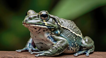 Fototapeta premium Majestic Goliath Frog Eye-Level with Hyper-Realistic Texture
