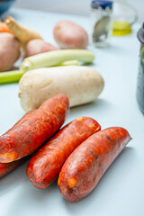 Hearty lentil dish with chorizo Cantimpalo and bacon, where the flavors have blended during slow cooking