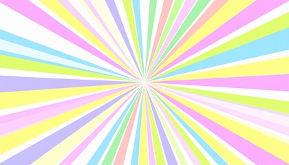 Vibrant Pastel Radial Rays Background. Colorful Abstract Starburst Design with Soft Light Hues for Sweet, Cute Projects