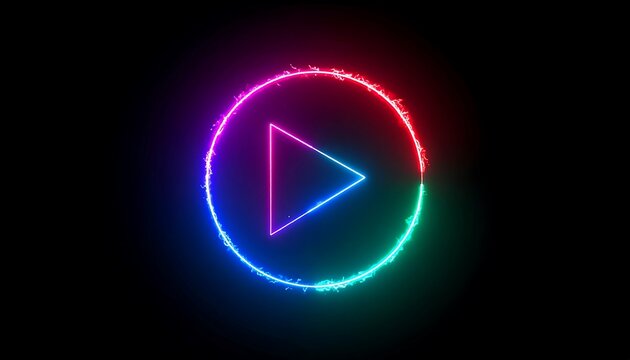 Play button with neon ring