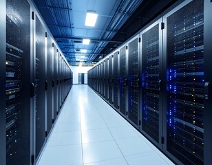 Server room hallway, modern tech