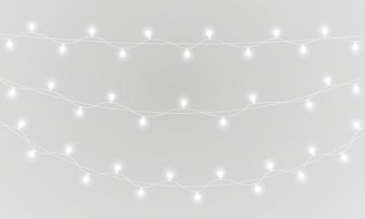 PNG vector light border with garland and ribbon illustration for advertising event or congratulation card using dark stage decoration and repeating chain in bright holiday design