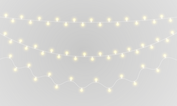 PNG transparent banner with festive lamp garland and glowing light string great for celebration footer or winter carnival featuring abstract motif in gold and blue graphic style - Powered by Adobe