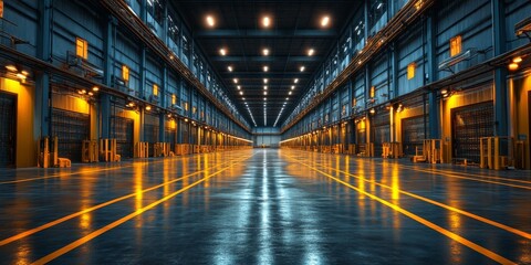 Modern Factory Workshop Interior or Warehouse Space Building
