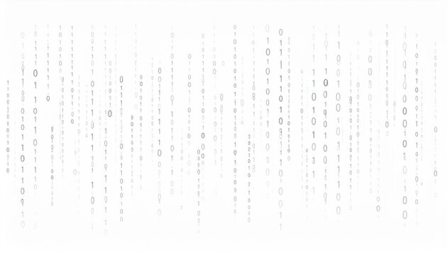 Abstract Technology Background with Flowing Binary Code and Digital Data Streams in Light Grey
