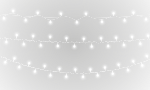 PNG party garland featuring abstract glow and shiny lamp design for event footer with transparent background and isolated white ribbon perfect for festive advertising or christmas card