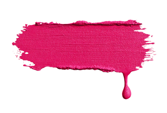 Vibrant pink paint stroke with a glossy texture isolated on transparent background, perfect for adding a pop of color to any design project