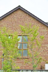 A red brick house and gable, taken in Ireland.