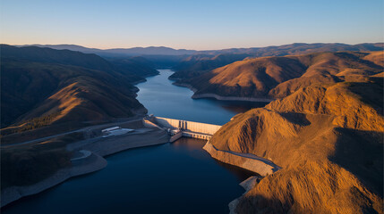 Mountain Pumped Storage Hydropower Facility at Sunrise