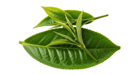 Isolated Fresh Green Tea Leaves