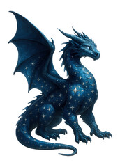 Naklejka premium Mystical blue dragon adorned with stars.