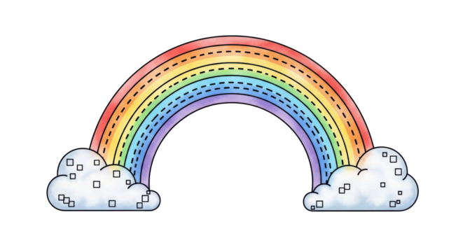 Isolated Rainbow with Clouds