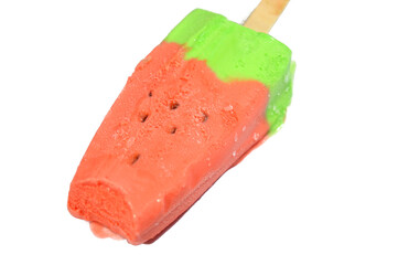 watermelon ice cream bar made of fruit shape and flavor, ice cream bar is a frozen dessert...