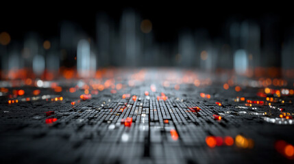 Futuristic 3D big data concept with abstract technology grid, digital connections, and modern tech visualization for data, analytics, and IT backgrounds.